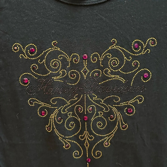 Vintage Harley Davidson Bedazzled Logo T-shirt Small - Picture 4 of 5